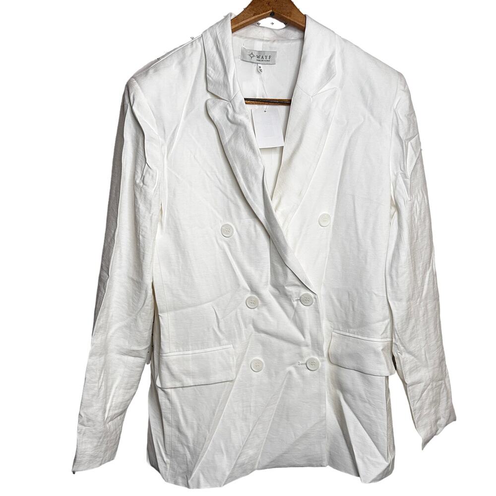WAYF Double Breasted Blazer M White NWT Jacket Academia Career Coastal Career